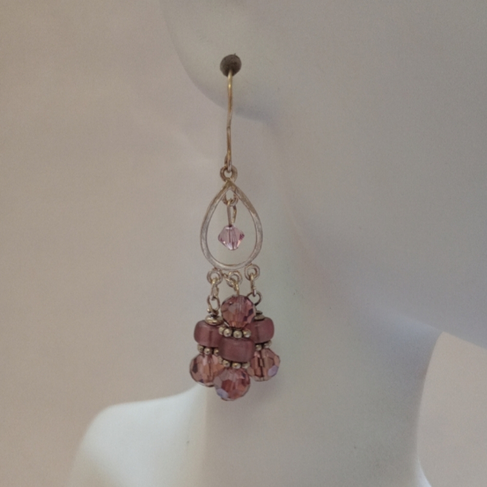 Handmade Dusty Rose Pink Dangle Earrings Jewelry Party Birthday Gift  Bohemian